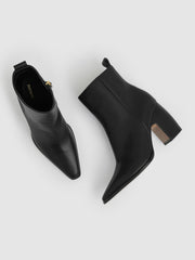 Leather Blocked Heel Ankle Boots Black | Women