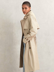 Hooded Insert Trench Coat Stone | Women