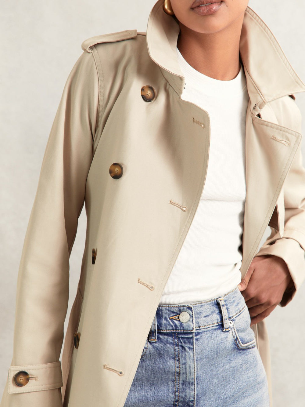 Hooded Insert Trench Coat Stone | Women