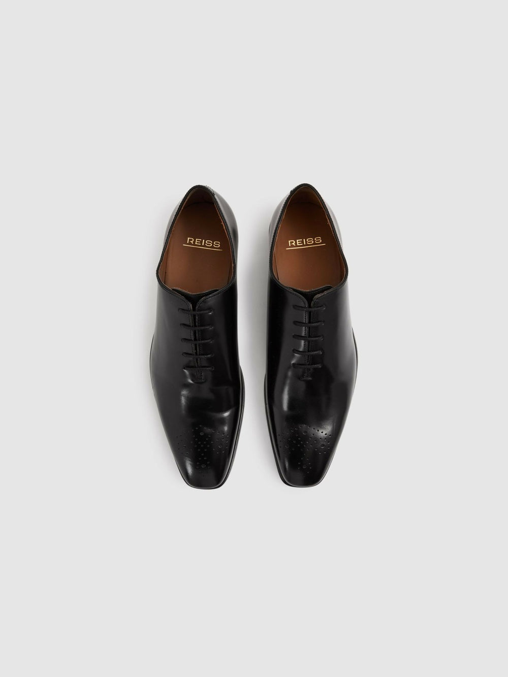 Leather Brogue Detail Lace-Up Shoes Black | Men