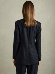 Textured Single Breasted Suit Blazer Navy | Women