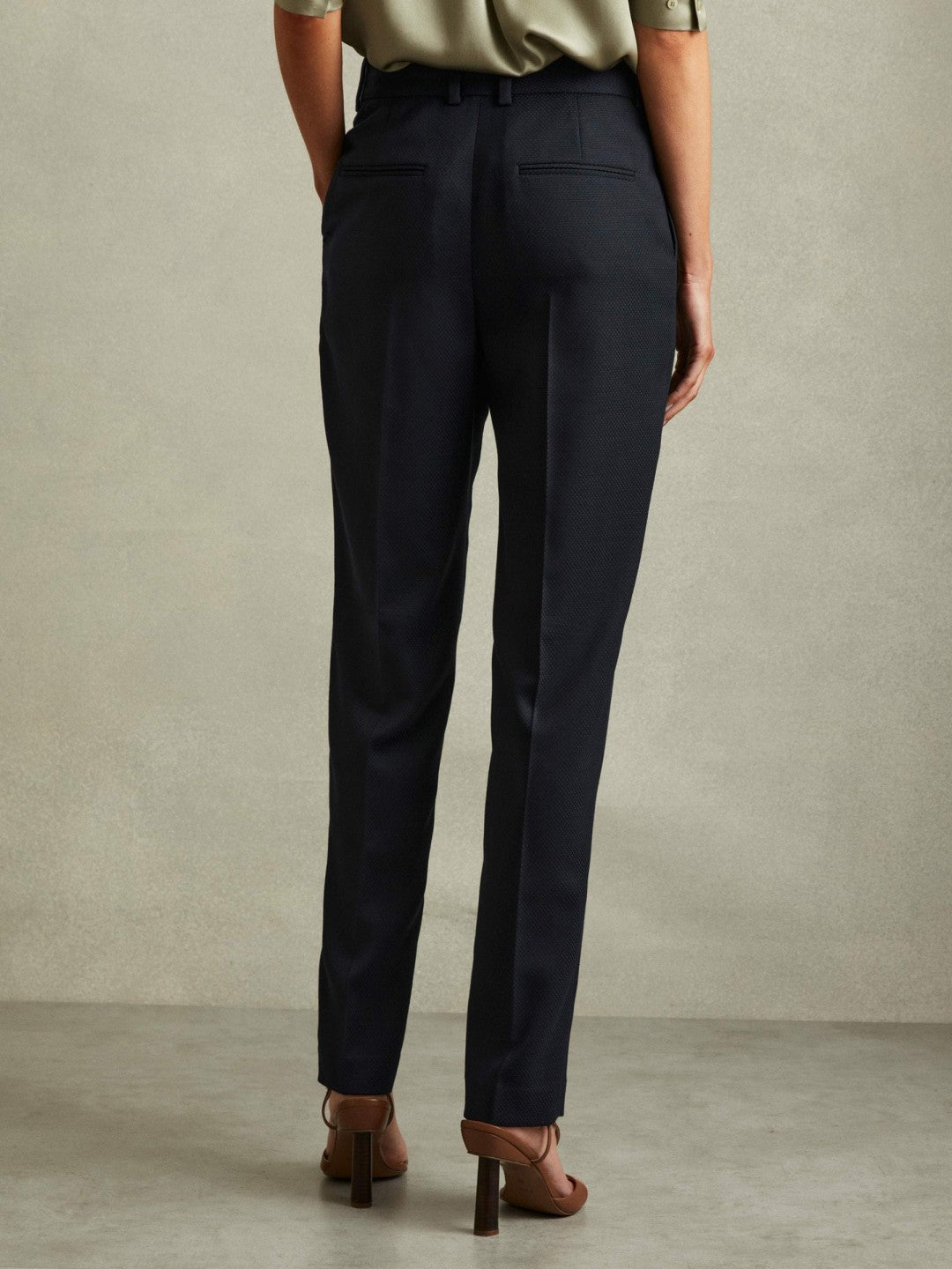 Textured Slim Fit Suit Trousers Navy | Women