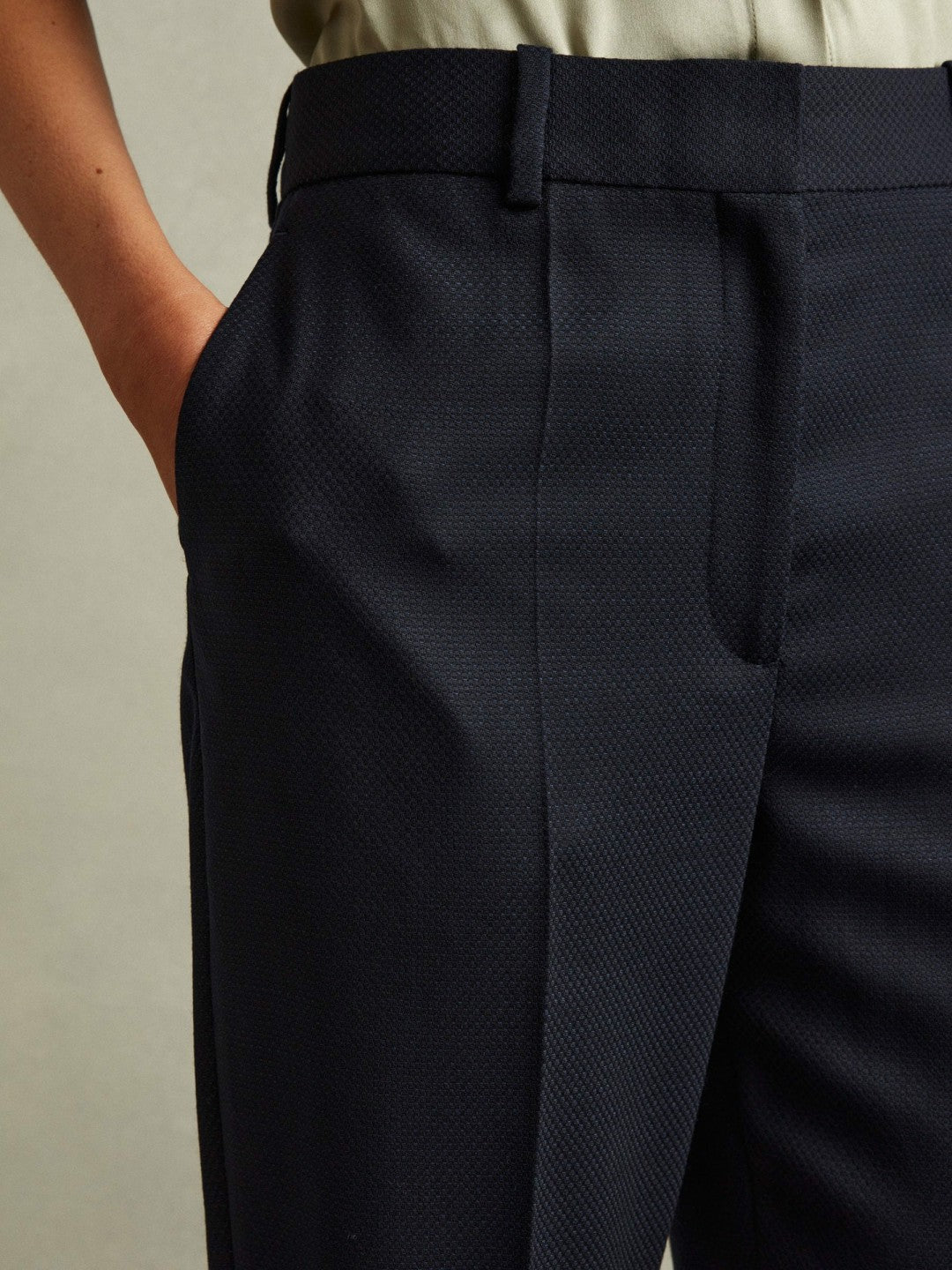 Textured Slim Fit Suit Trousers Navy | Women