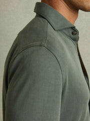 Modal Blend Cutaway Collar Shirt Green Smoke | Men