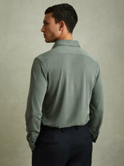Modal Blend Cutaway Collar Shirt Green Smoke | Men