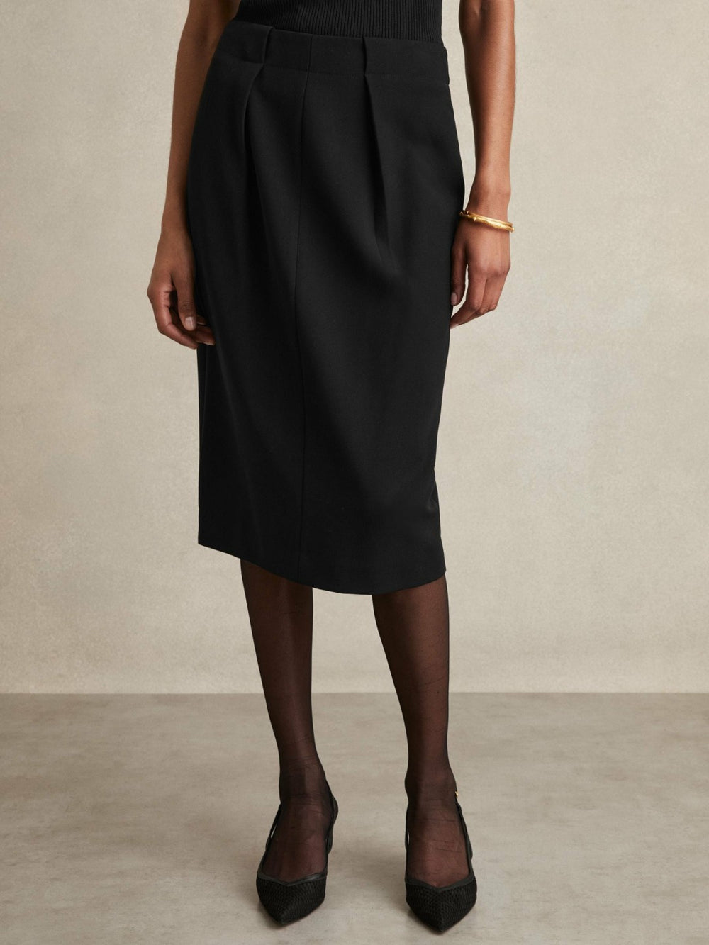 Petite Tailored Midi Suit Skirt Black | Women