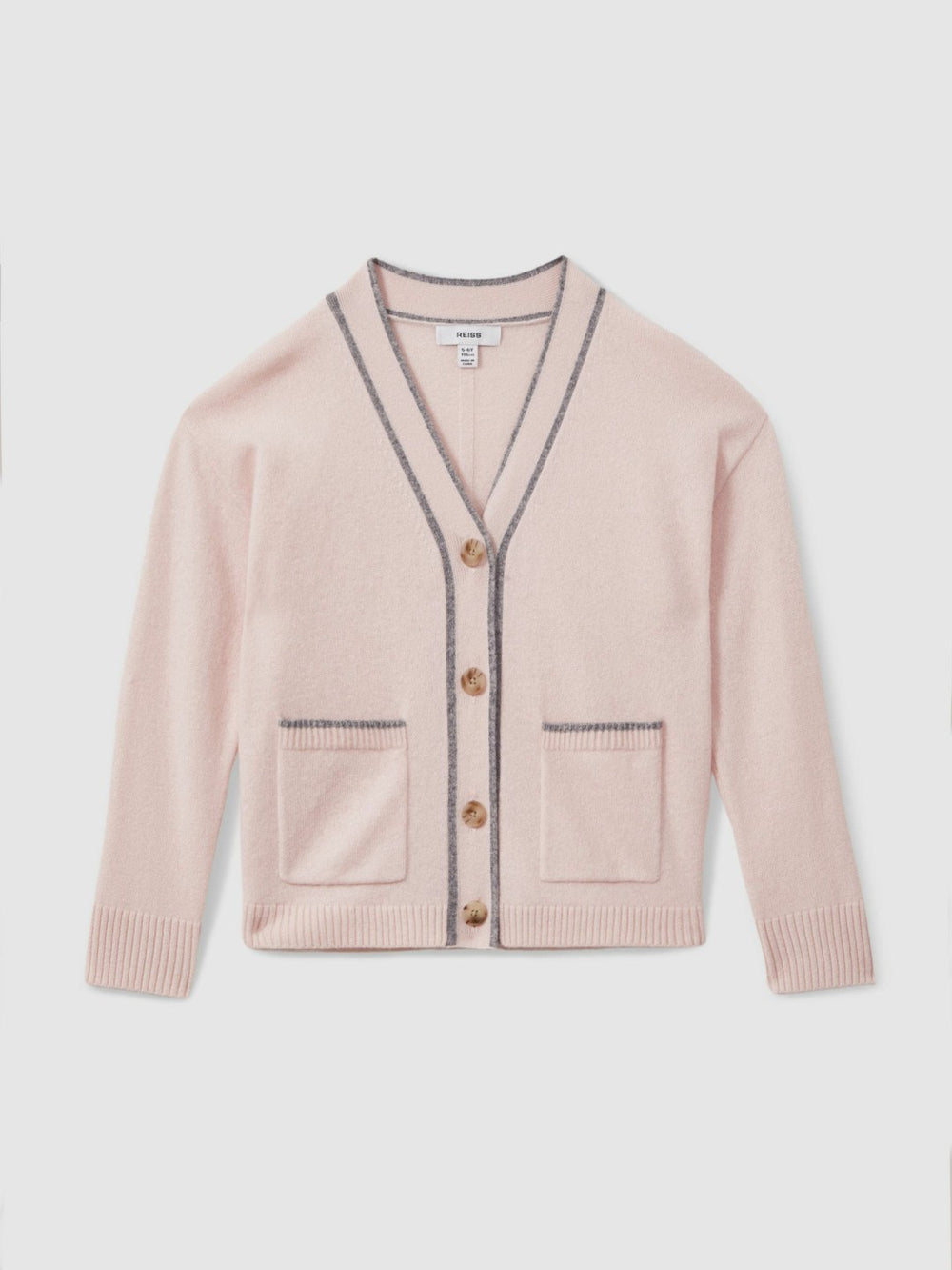 9-13 yrs Wool-Blend Stripe-Detail Cardigan With Cashmere Pink | Children & Baby