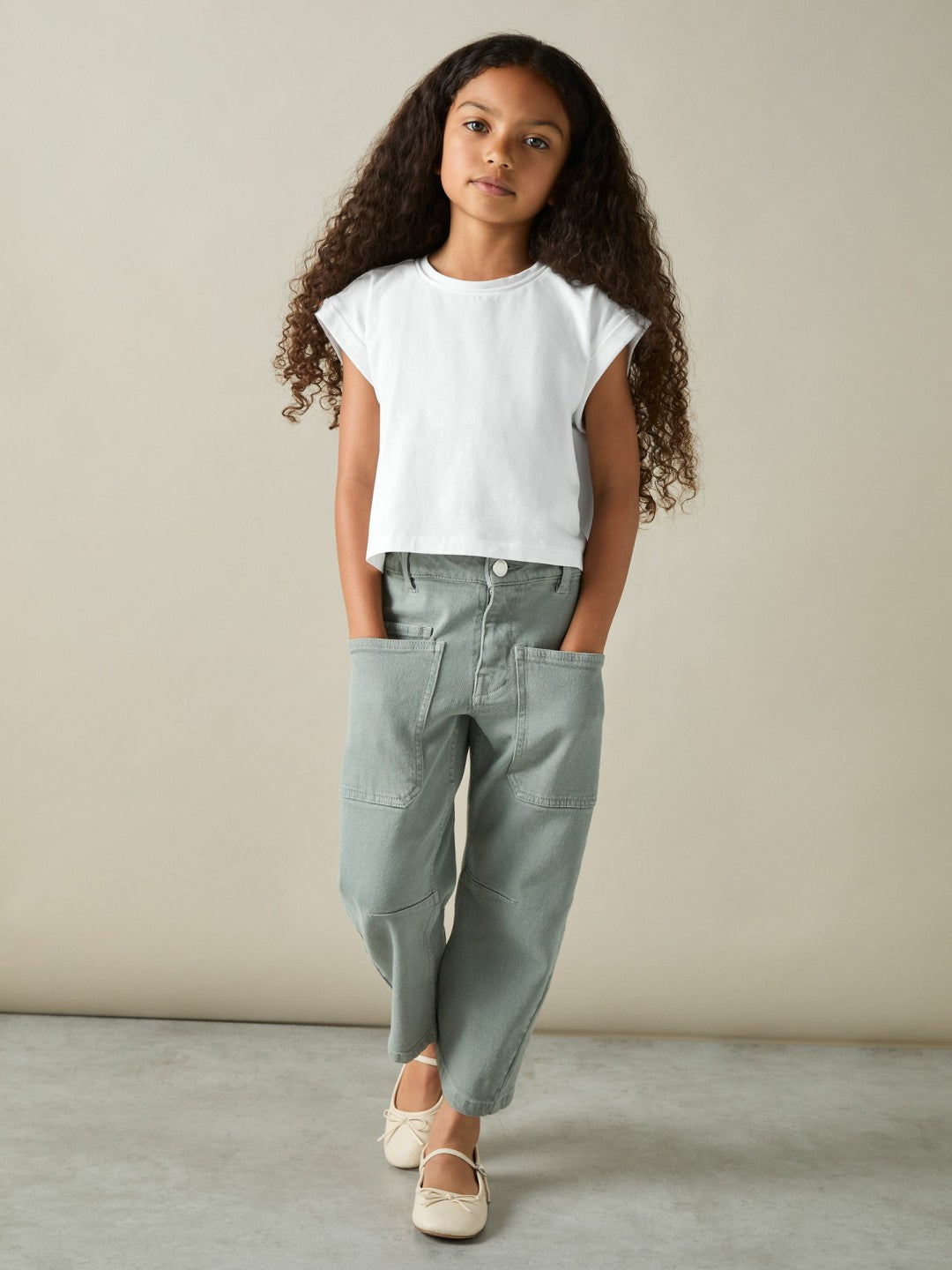9-13 yrs Cotton-Jersey Cropped T-Shirt White | Children & Baby
