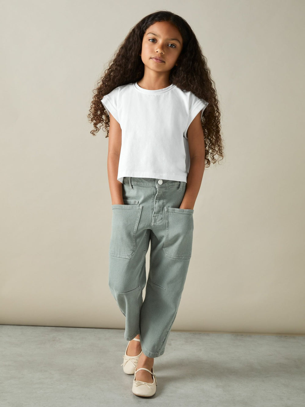 9-13 yrs Cotton-Jersey Cropped T-Shirt White | Children & Baby