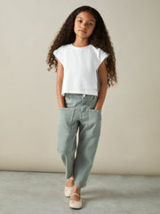 9-13 yrs Cotton-Jersey Cropped T-Shirt White | Children & Baby