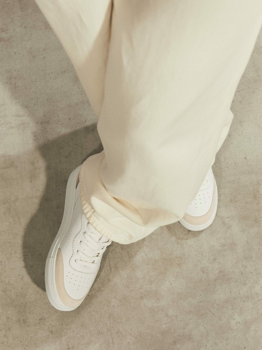 Leather Contrast Detail Trainers White/Nude | Women