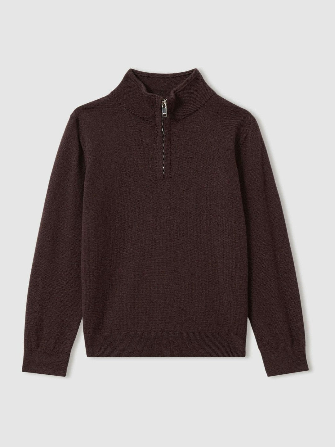 3-9 yrs Merino Wool Half-Zip Funnel Neck Jumper Dark Bordeaux | Children & Baby