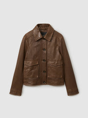 Leather Trucker Jacket Chocolate | Women