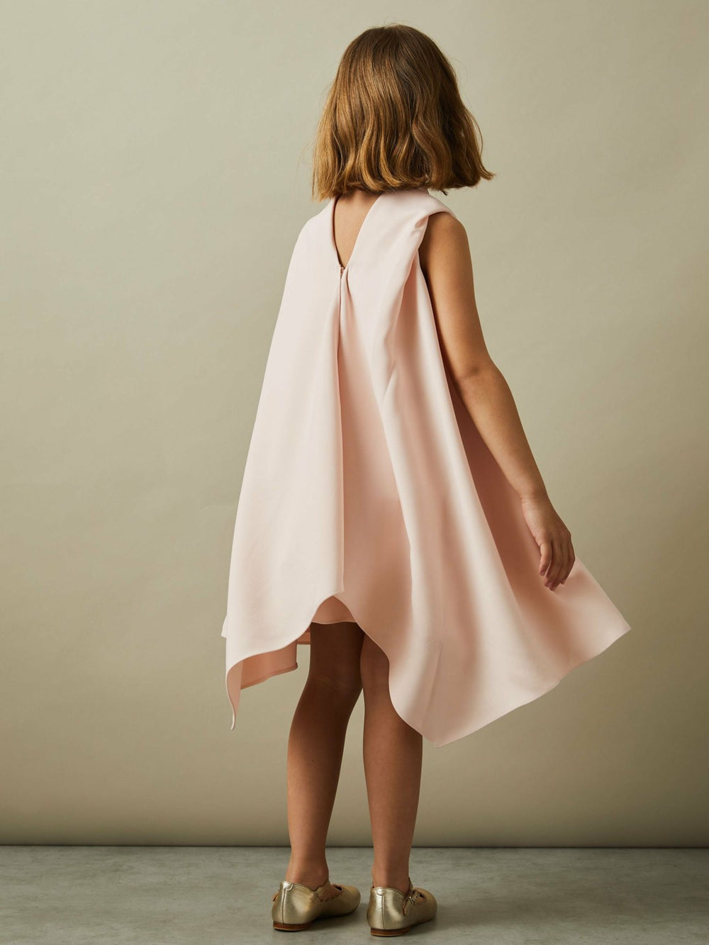 13-14 yrs High-Neck Drape Back Dress Pink | Children & Baby