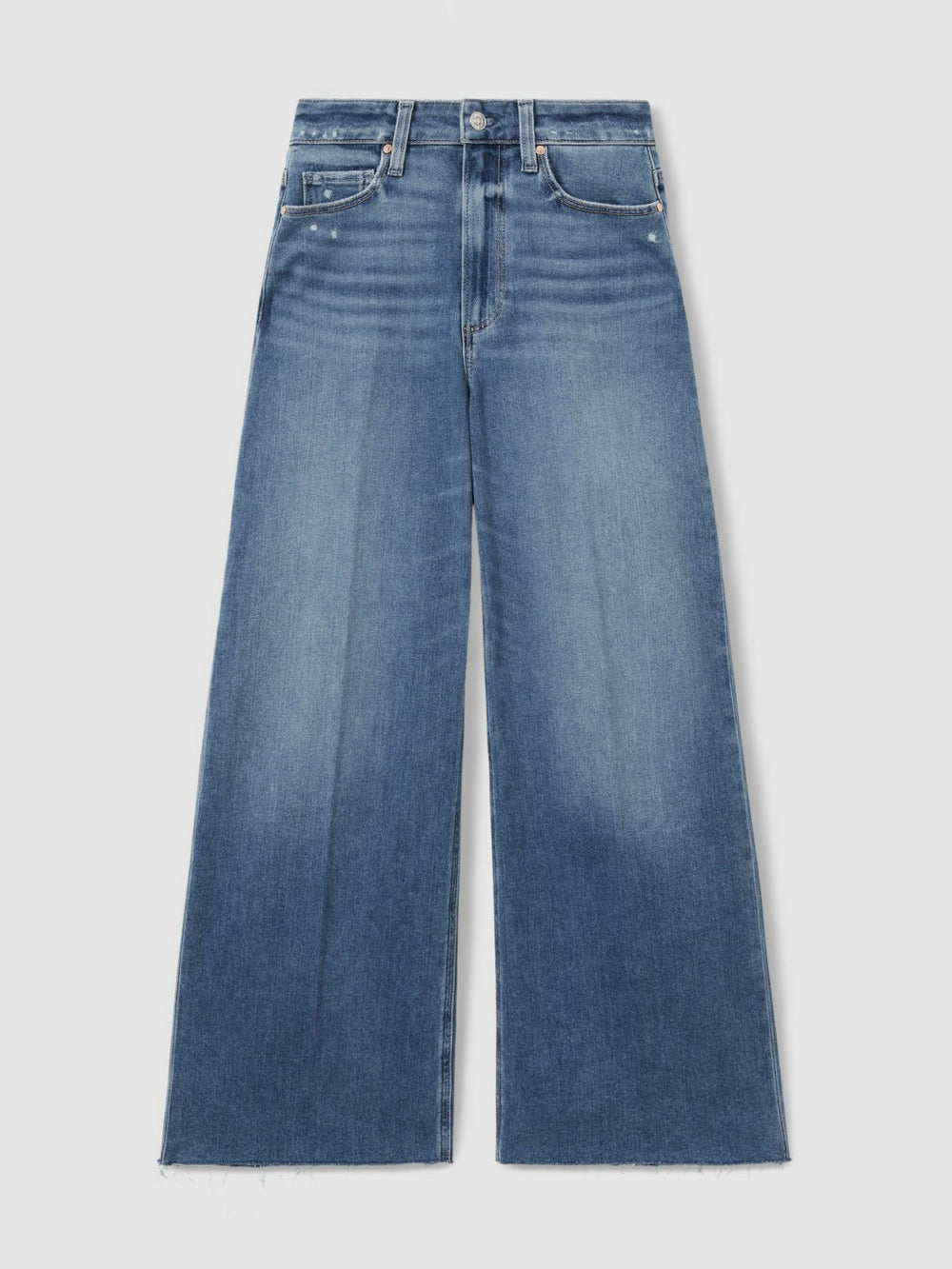 Paige Wide Leg Raw Hem Cropped Jeans Rock Show Blue | Women
