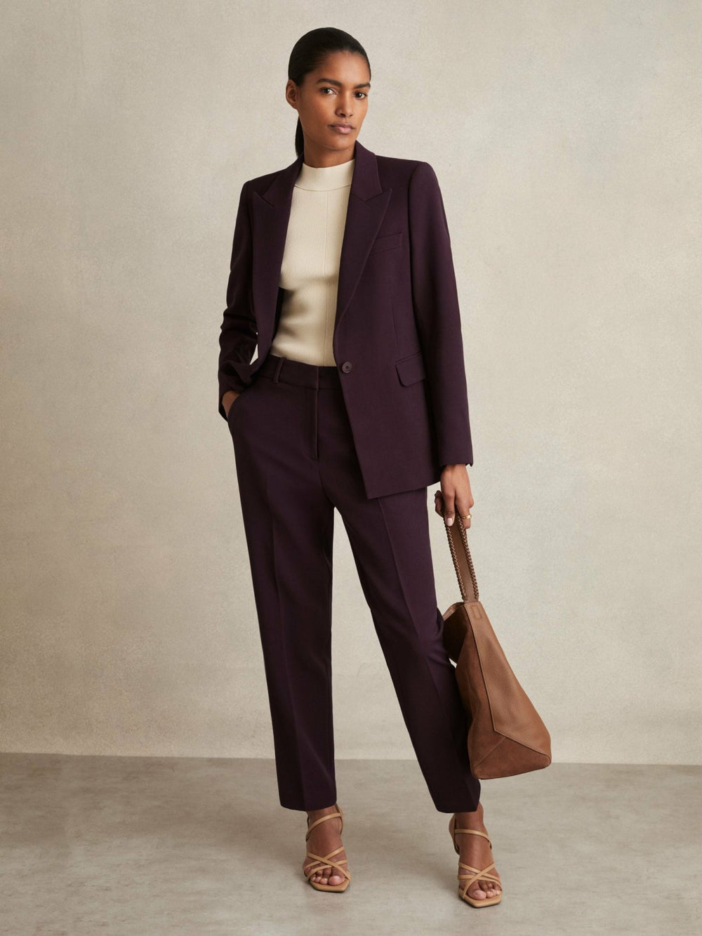 Petite Tailored Single Breasted Suit Blazer Berry | Women