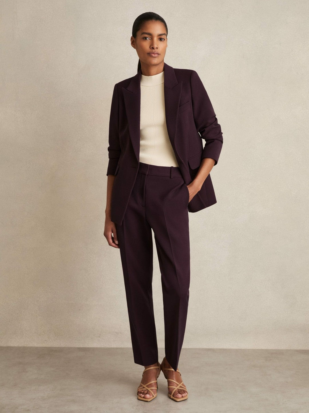 Petite Slim Fit Suit Trousers Berry | Women