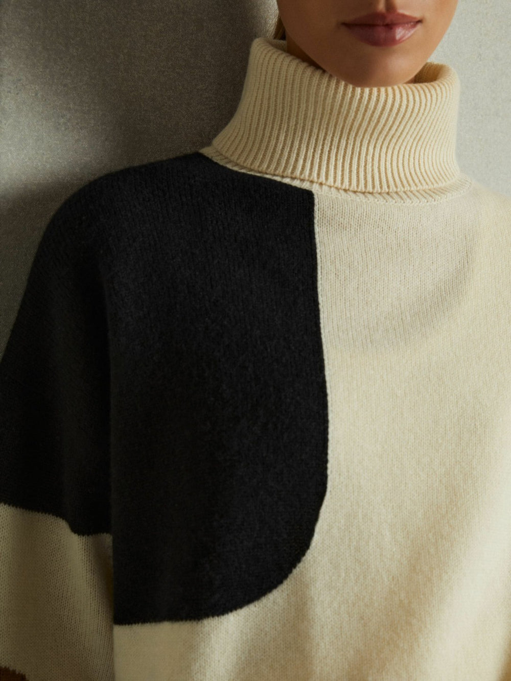 Wool-Cashmere Colourblock-Intarsia Jumper Cream/Brown | Women