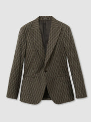 Monogram-Jacquard Twill Blazer Chocolate Brown | Men