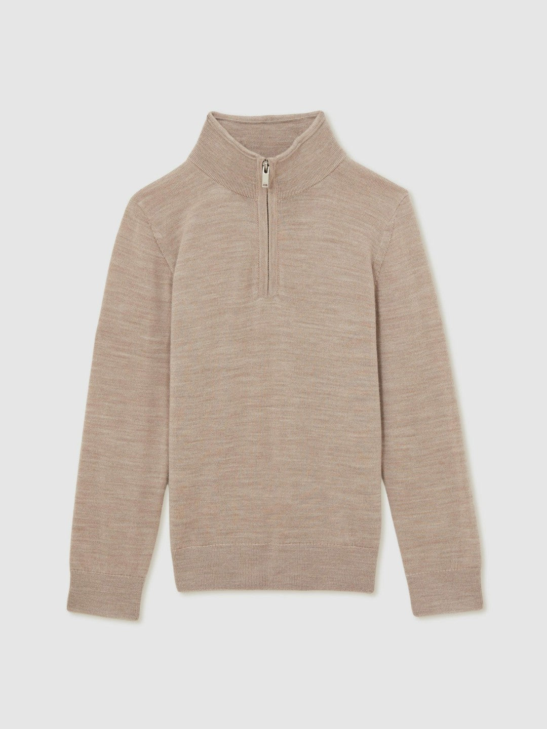 3-9 yrs Merino Wool Half-Zip Funnel Neck Jumper Wheat Melange | Children & Baby