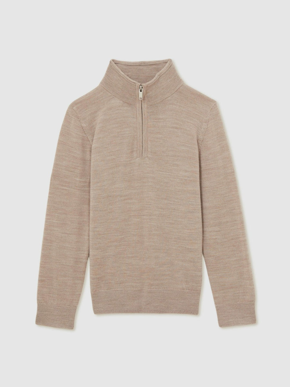 3-9 yrs Merino Wool Half-Zip Funnel Neck Jumper Wheat Melange | Children & Baby