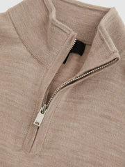 3-9 yrs Merino Wool Half-Zip Funnel Neck Jumper Wheat Melange | Children & Baby