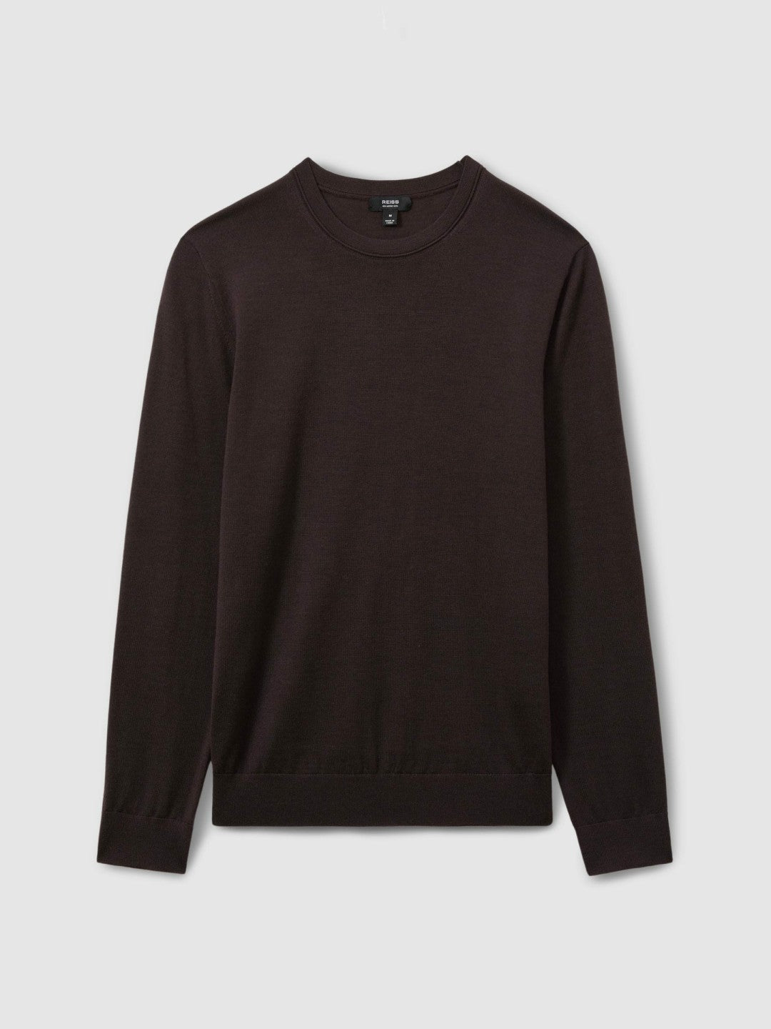 Merino Wool Crew Neck Jumper Dark Bordeaux | Men