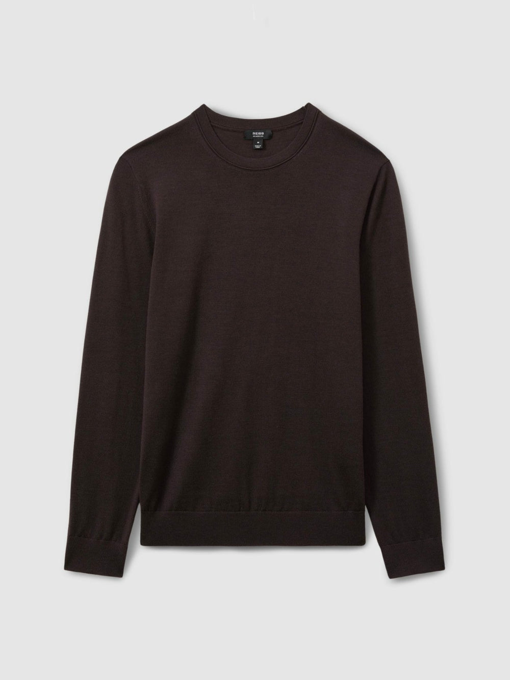 Merino Wool Crew Neck Jumper Dark Bordeaux | Men