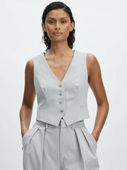 Good American Sharkskin Suit Waistcoat Heather Grey | Women