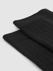 Cotton Blend Ribbed Loafer Socks Black | Women