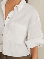 Oversize Cotton Cropped Shirt White | Women