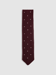 Silk Knitted Pin-Dot Tie Burgundy | Men