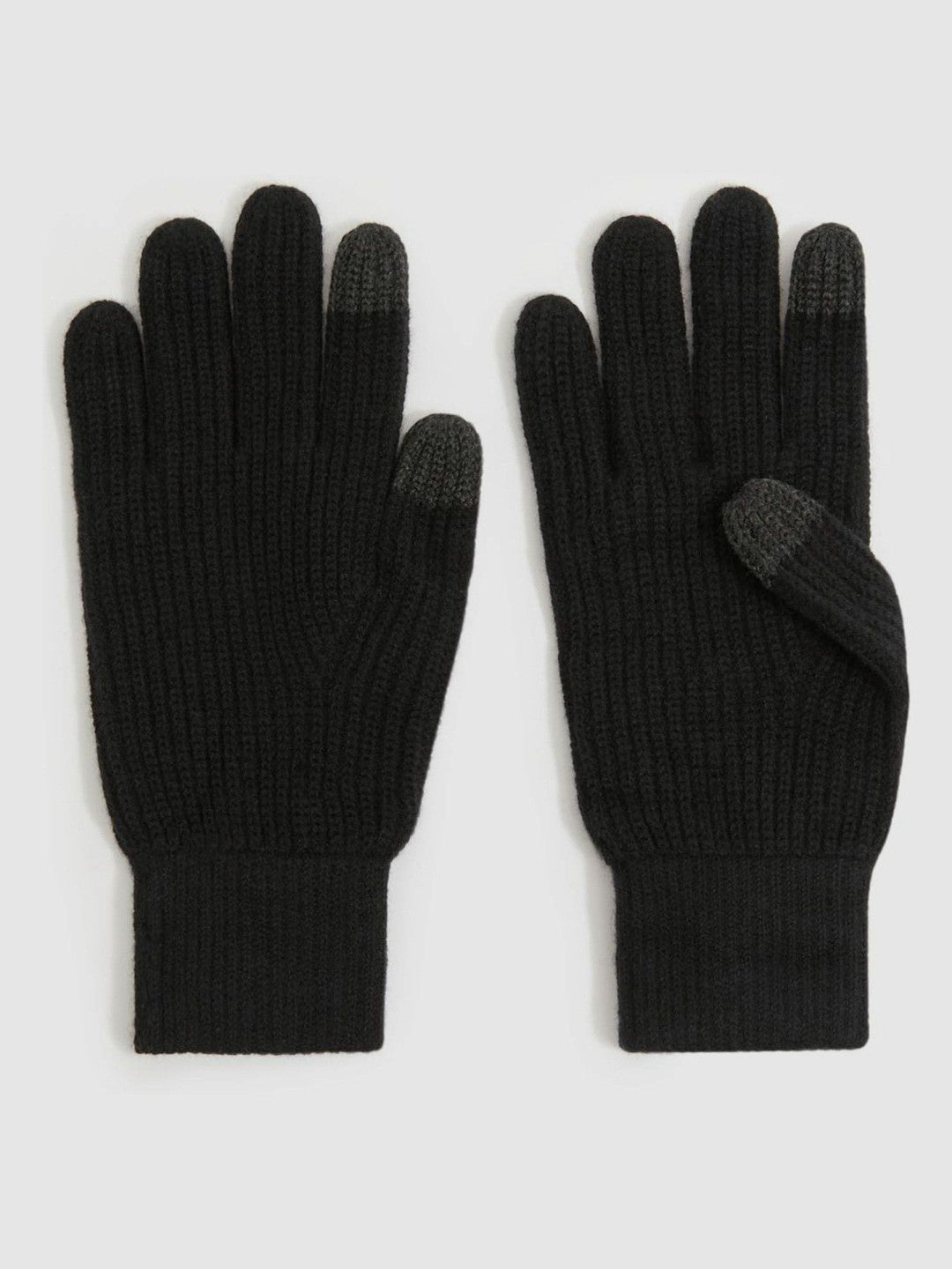 Ribbed-Merino Touchscreen Gloves Black | Men