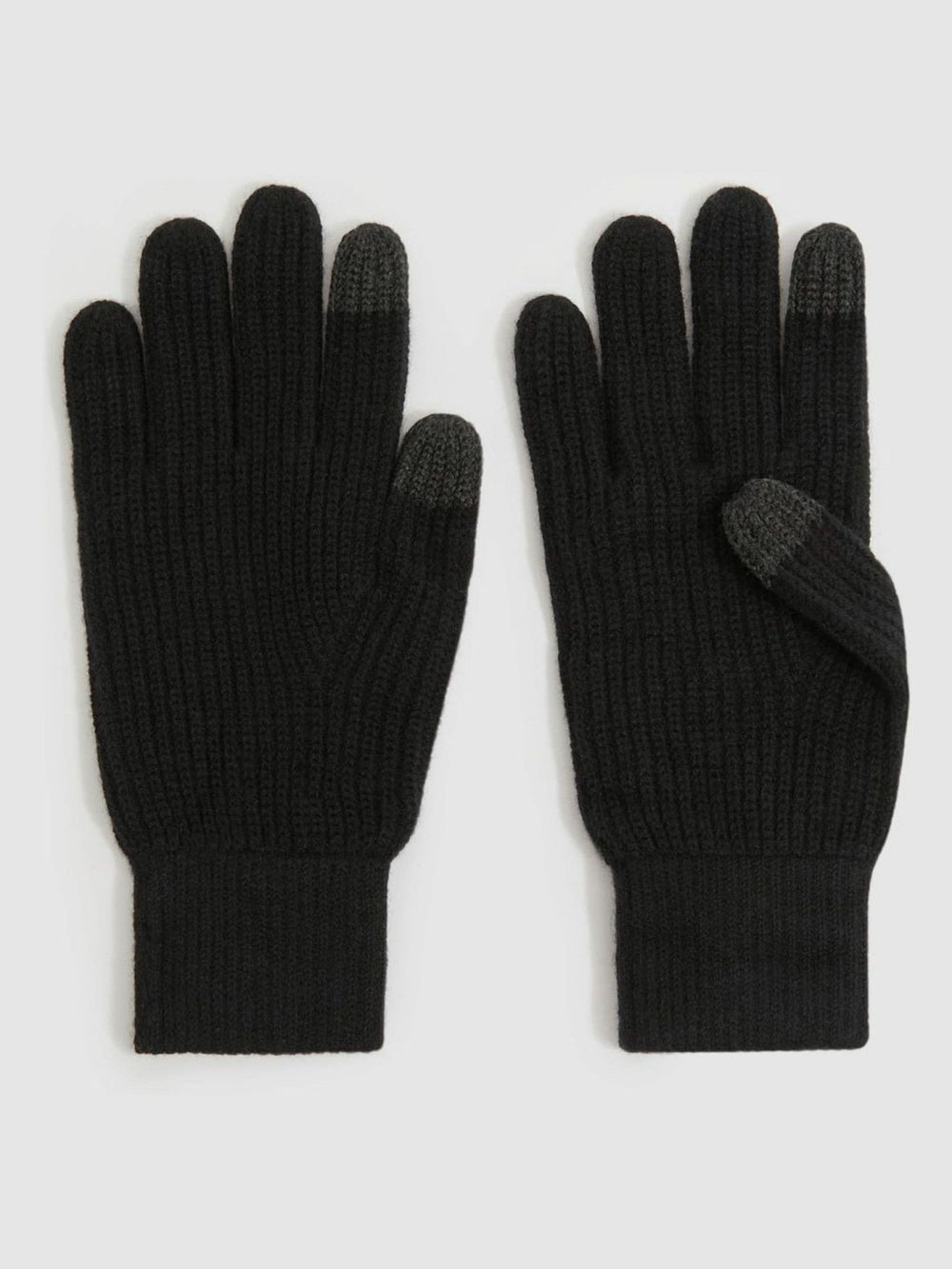 Ribbed-Merino Touchscreen Gloves Black | Men