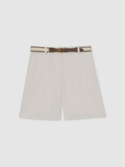 Petite Linen-Blend Bermuda Shorts White | Women