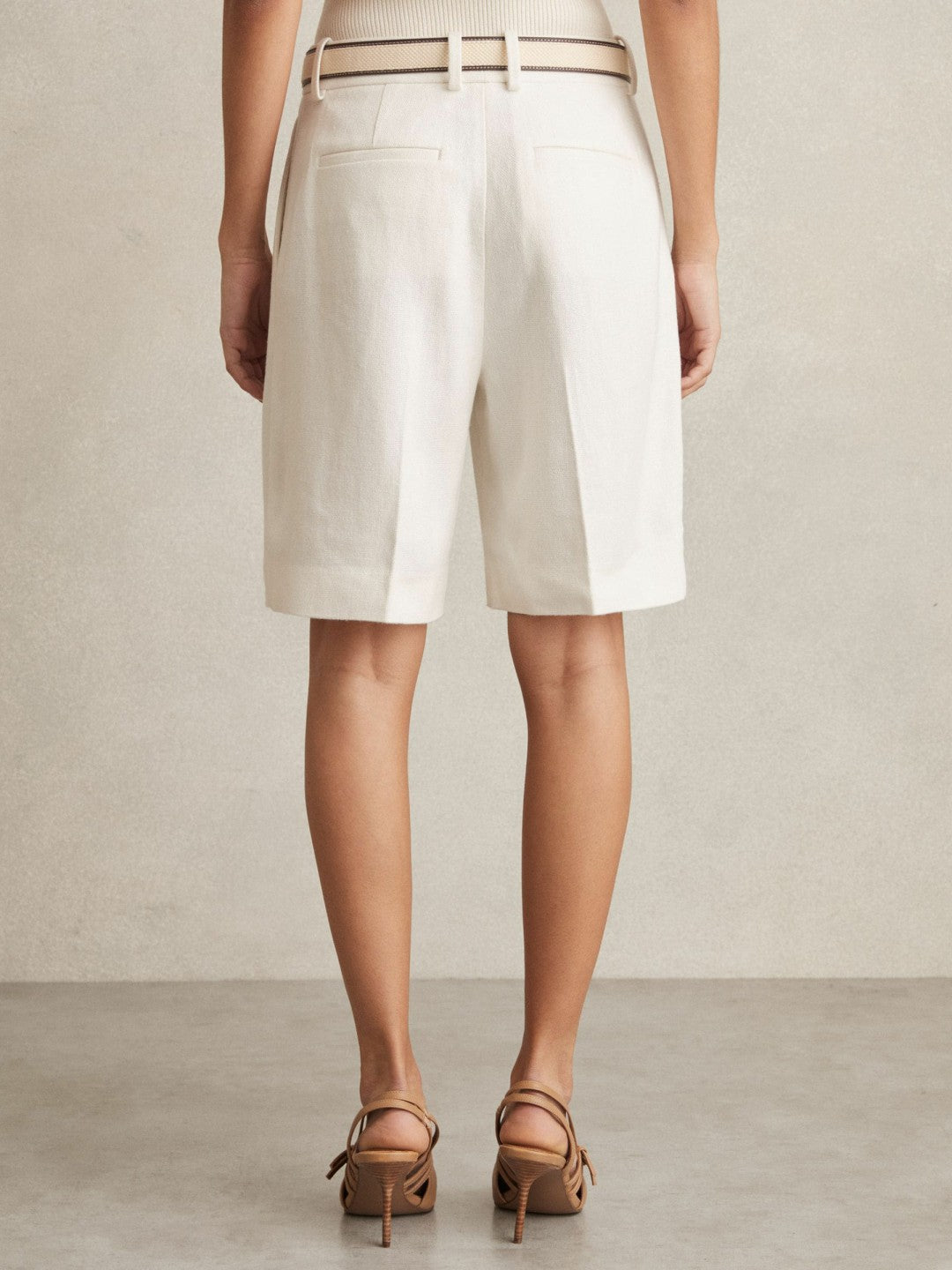 Petite Linen-Blend Bermuda Shorts White | Women
