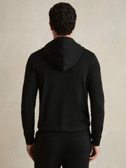 Merino Wool Drawstring Hoodie Black | Men