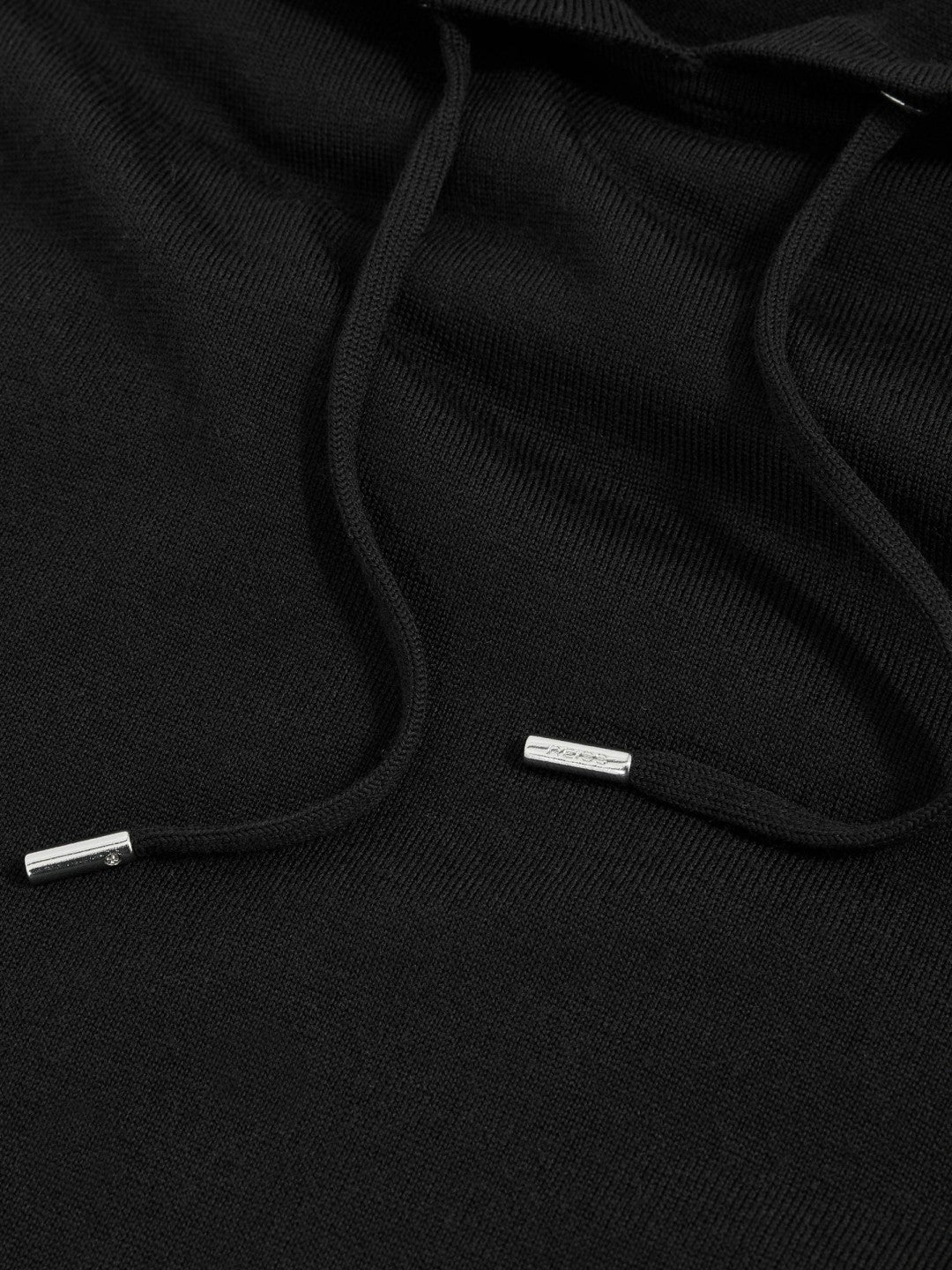 Merino Wool Drawstring Hoodie Black | Men