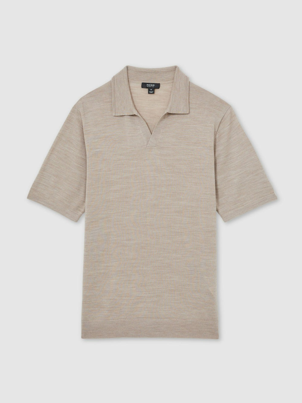 Merino Wool Open Collar Polo Shirt Wheat Melange | Men