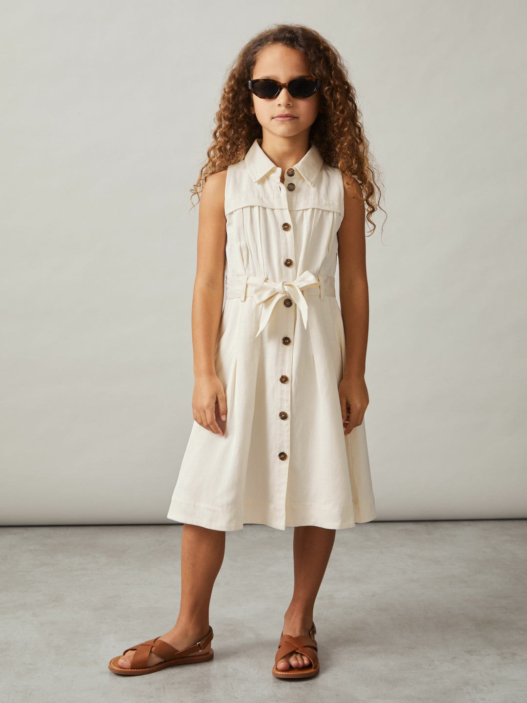 4-9 yrs Tie-Waist Collared Dress Ivory | Children & Baby