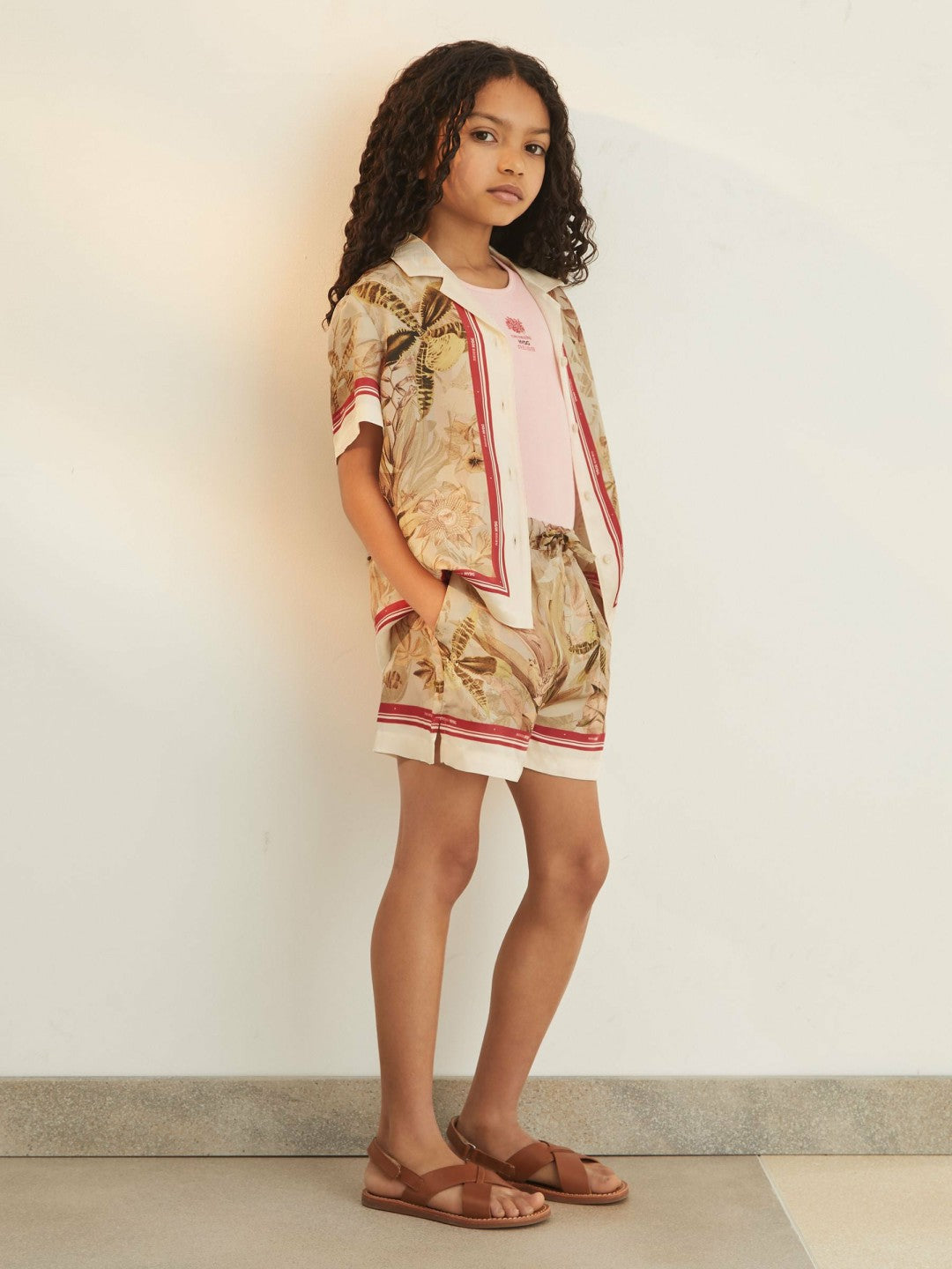 13-14 yrs  | NYBG Satin Floral-Print Shorts Khaki | Children & Baby