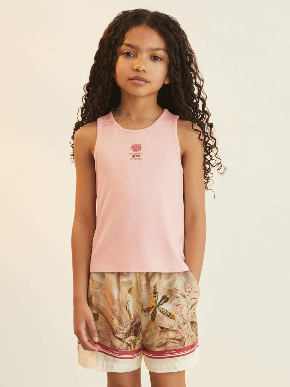 9-13 yrs  | NYBG Satin Floral-Print Shorts Khaki | Children & Baby