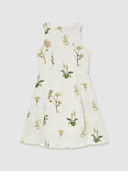 9-13 yrs  | NYBG Linen Floral Flared Dress Ivory | Children & Baby