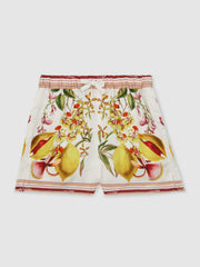 13-14 yrs  | NYBG Satin Floral-Print Shorts Ivory | Children & Baby