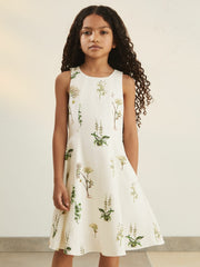 4-9 yrs  | NYBG Linen Floral Flared Dress Ivory | Children & Baby