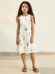 4-9 yrs  | NYBG Linen Floral Flared Dress Ivory | Children & Baby
