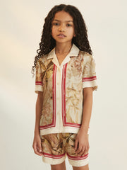 9-13 yrs  | NYBG Satin Floral-Print Shirt Khaki | Children & Baby