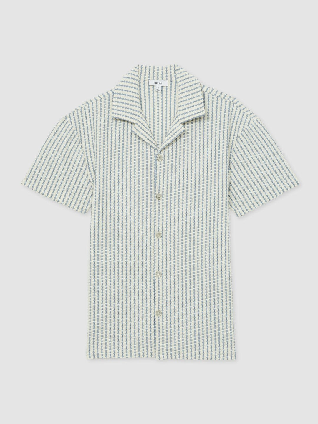 Textured-Stripe Cuban-Collar Shirt White/Soft Blue | Men