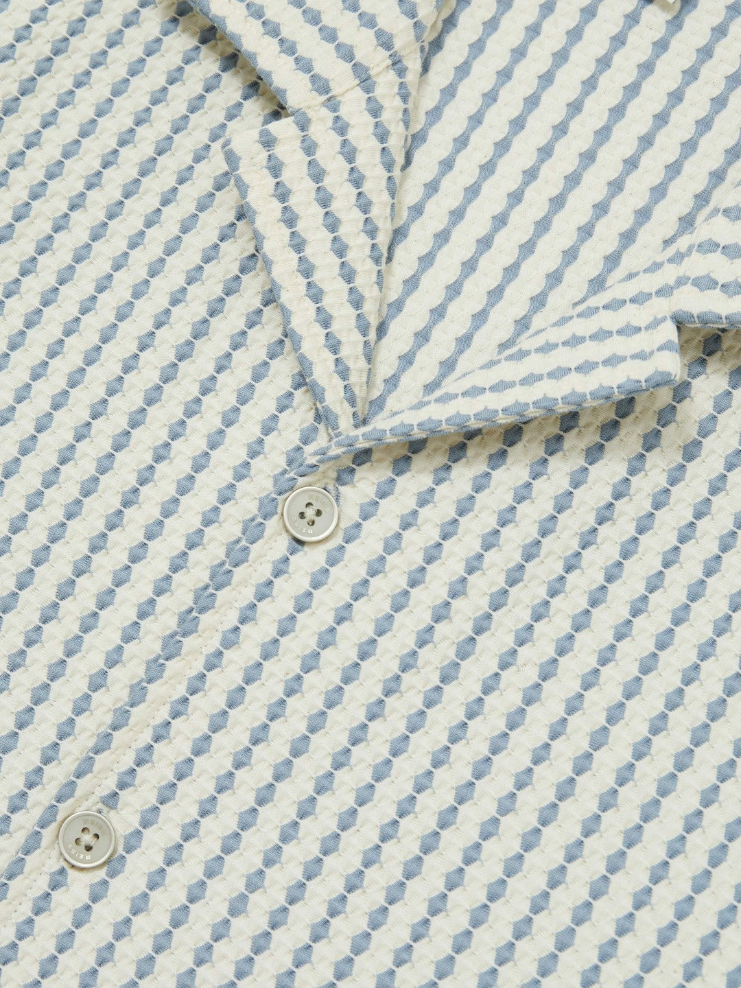 Textured-Stripe Cuban-Collar Shirt White/Soft Blue | Men