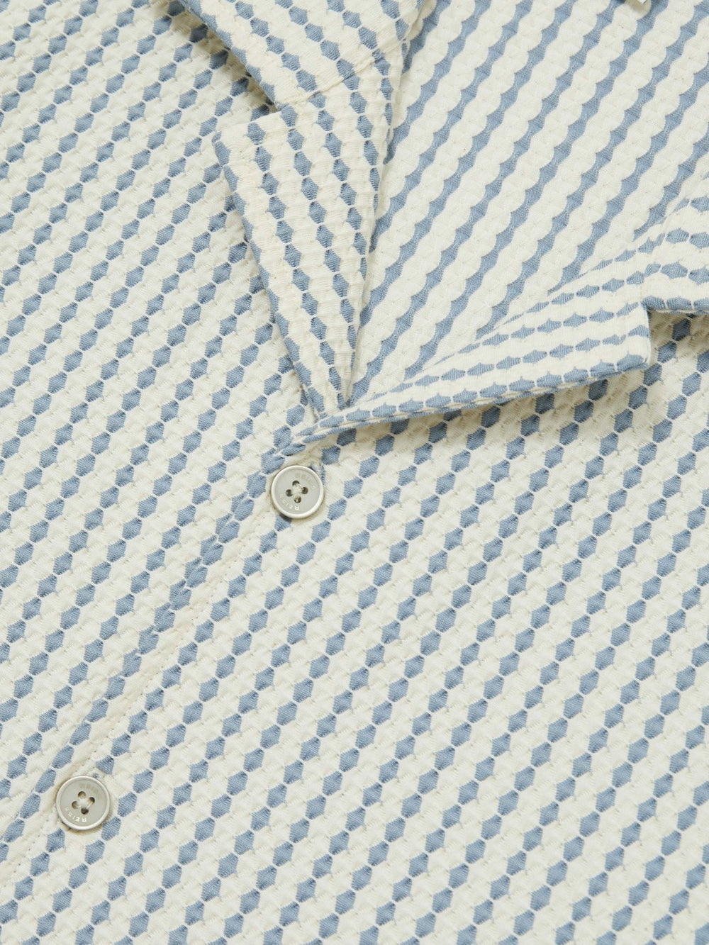 Textured-Stripe Cuban-Collar Shirt White/Soft Blue | Men